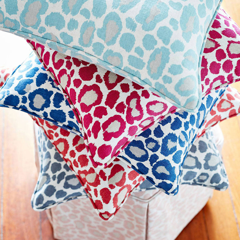 AF72977 African Leopard Manor Aqua Fabric by Anna French