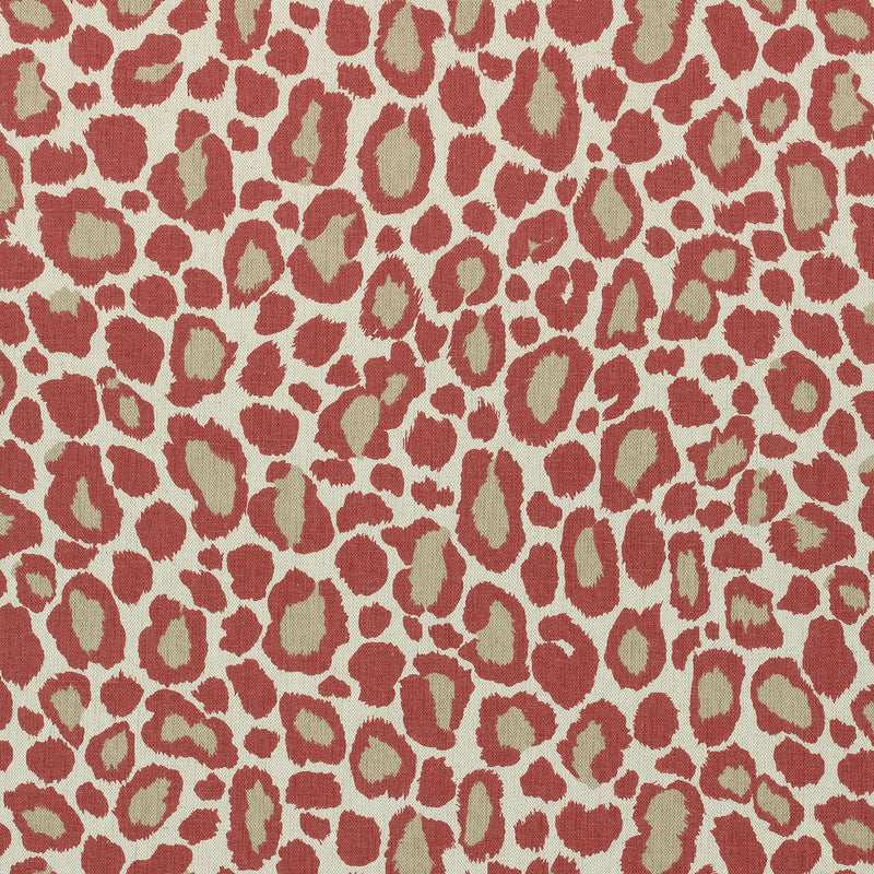 AF72979 African Leopard Manor Coral Fabric by Anna French