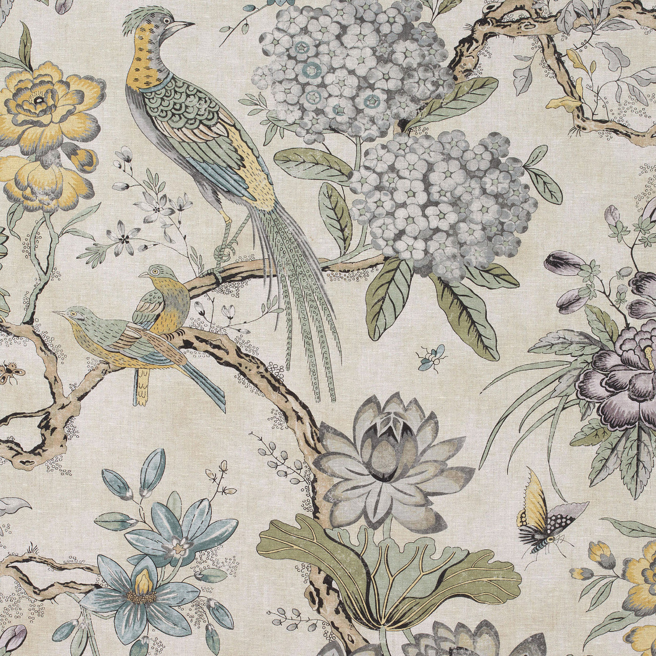 AF72991 Villeneuve Manor Yellow and Grey Fabric by Anna French