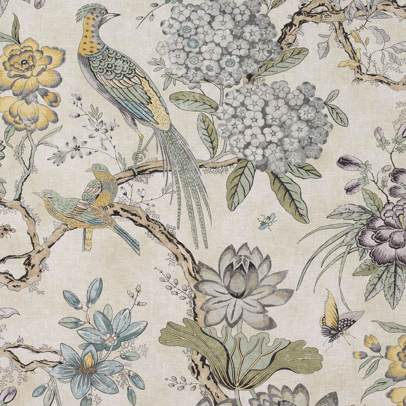 AF72991 Villeneuve Manor Yellow and Grey Fabric by Anna French