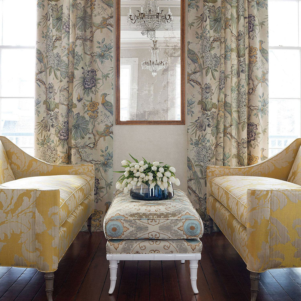 AF72991 Villeneuve Manor Yellow and Grey Fabric by Anna French