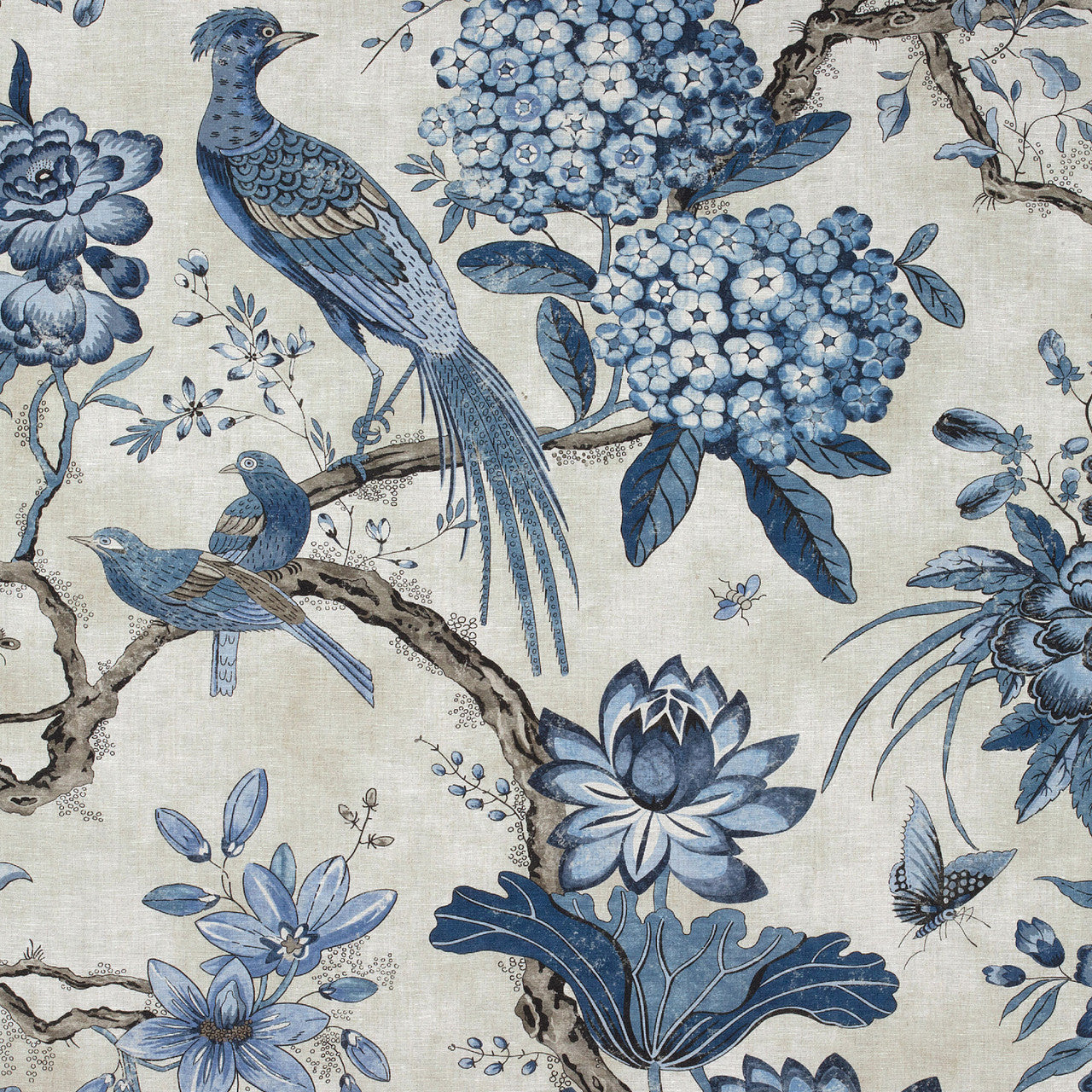 AF72994 Villeneuve Manor Blue on Flax Fabric by Anna French