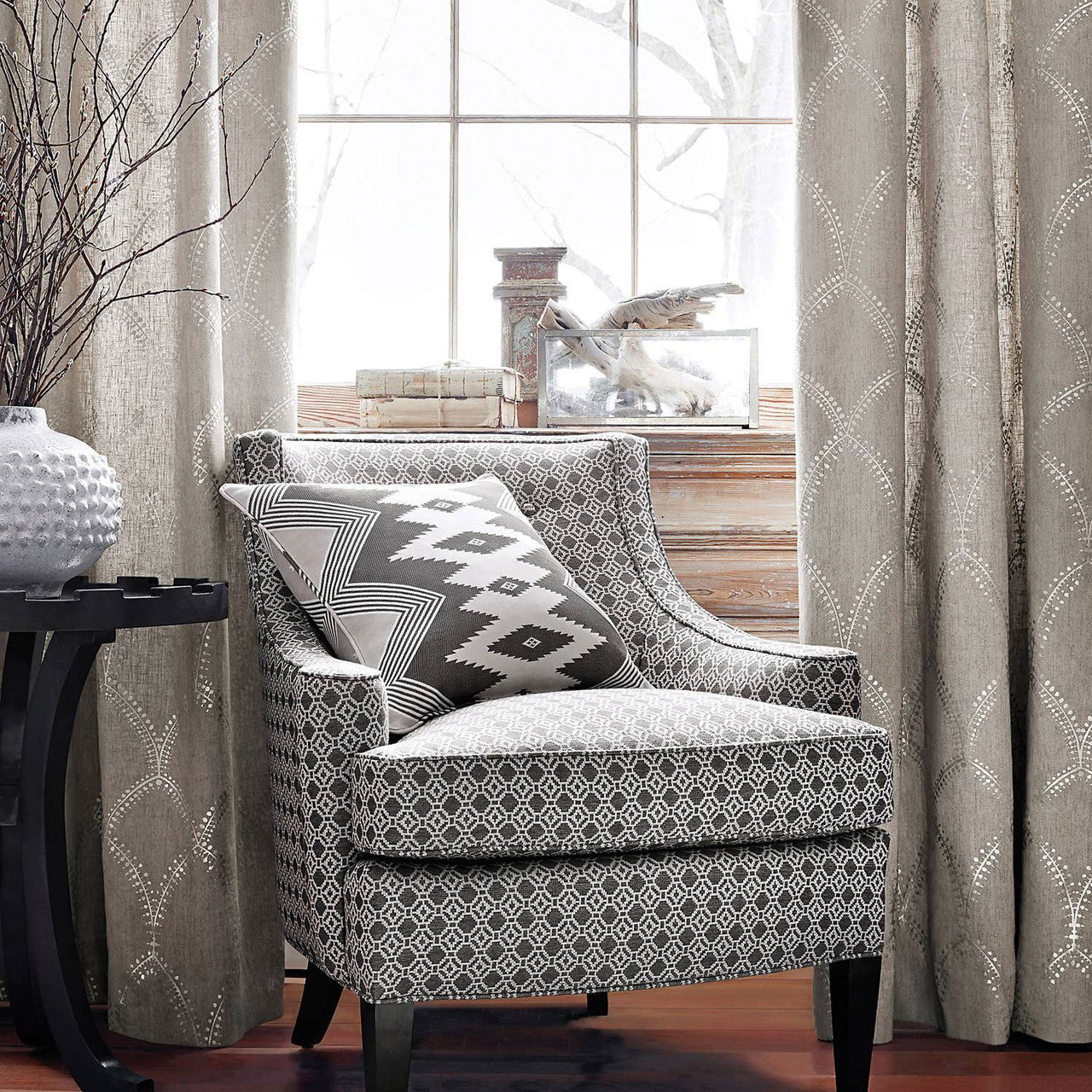 AF73012 Burmese Meridian Grey Fabric by Anna French