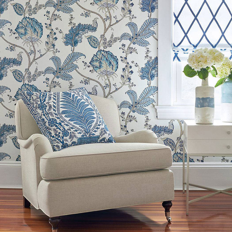 AF78725 Palampore Blue and White Fabric by Anna French