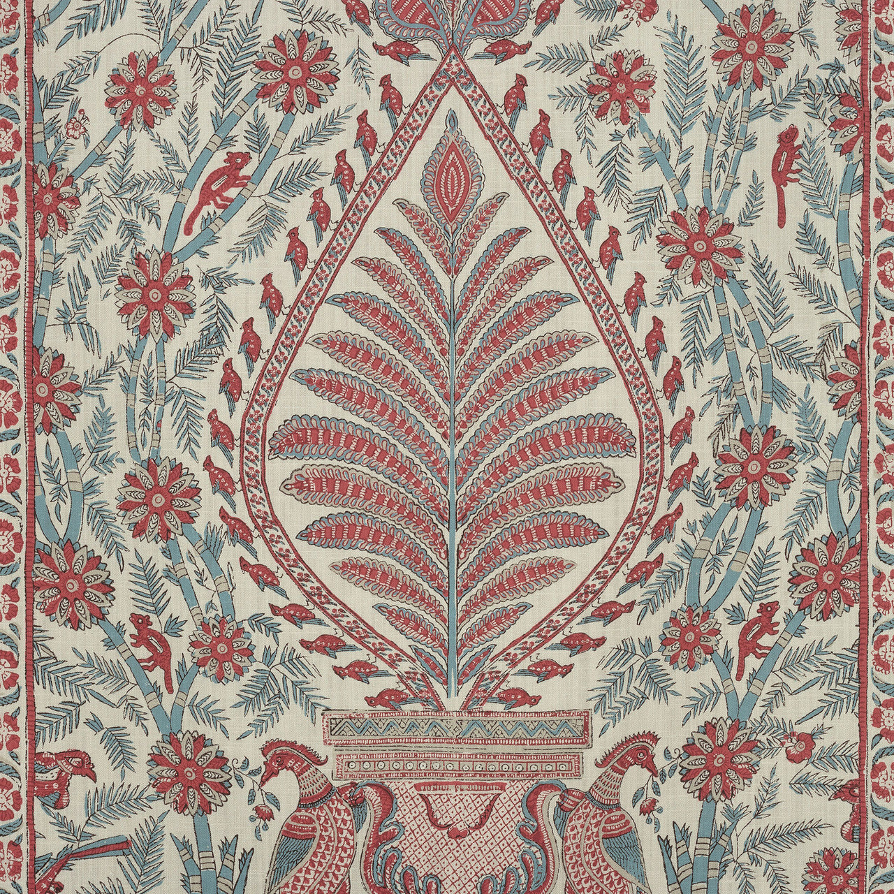 AF78726 Palampore Red and Blue Fabric by Anna French