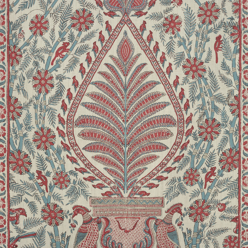 AF78726 Palampore Red and Blue Fabric by Anna French