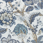 AF78738 Kalamkari Palampore Blue and White Fabric by Anna French