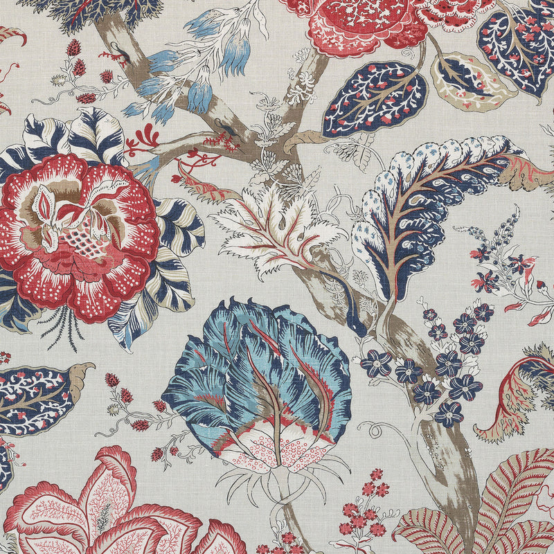 AF78742 Kalamkari Palampore Blue and Red Fabric by Anna French