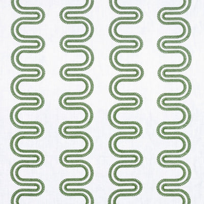 Herriot Way Embroidery Savoy Green on White Fabric by Anna French