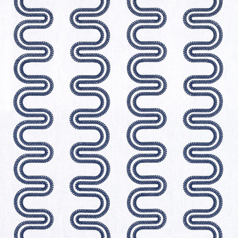 AF9636 Herriot Way Embroidery Savoy Navy on White Fabric by Anna French