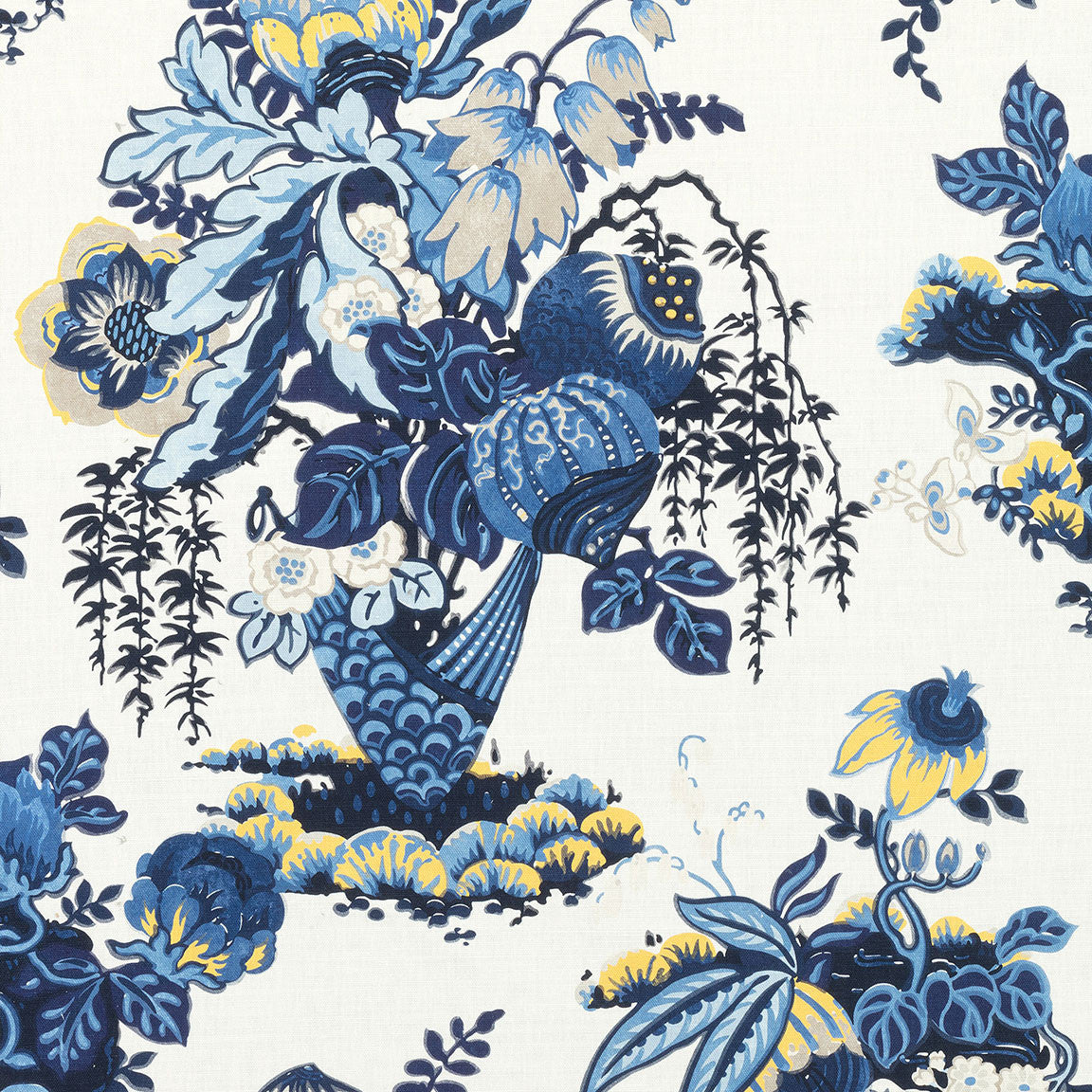 AF9646 Fairbanks Savoy Blue and White Fabric by Anna French