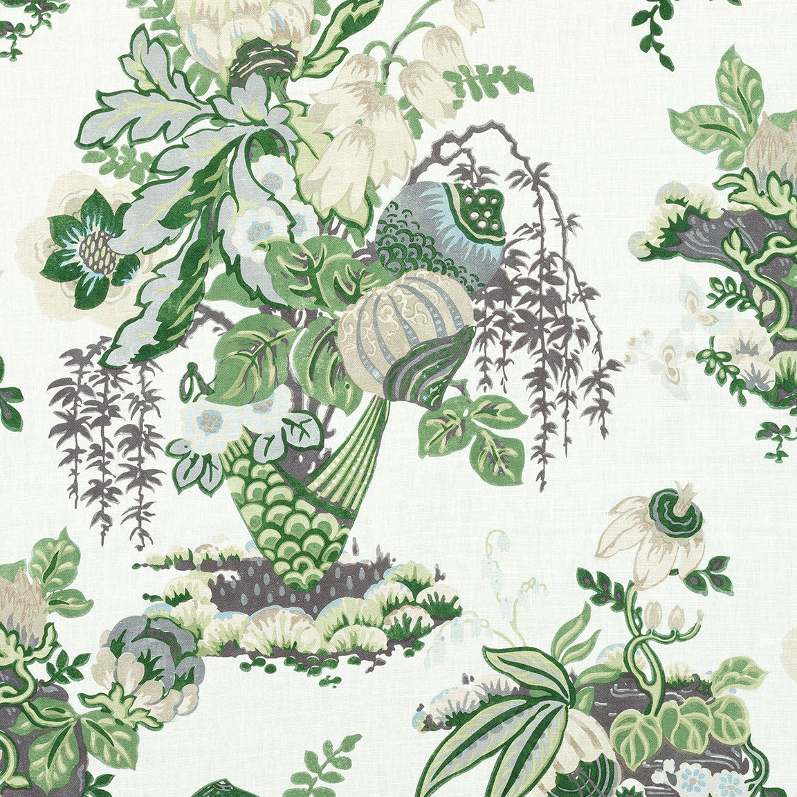 AF9647 Fairbanks Savoy Green and White Fabric by Anna French