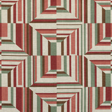 AF9650 Cubism Savoy Red on Flax Fabric by Anna Frenc