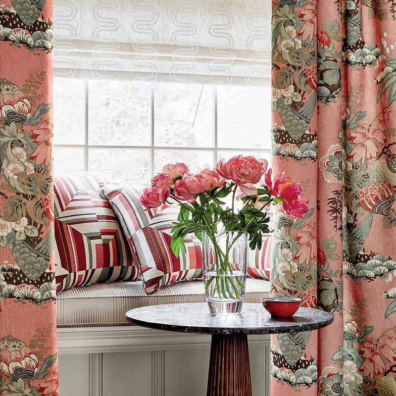 AF9650 Cubism Savoy Red on Flax Fabric by Anna Frenc