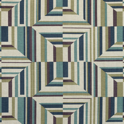 Cubism Savoy Plum and Flax Fabric by Anna French