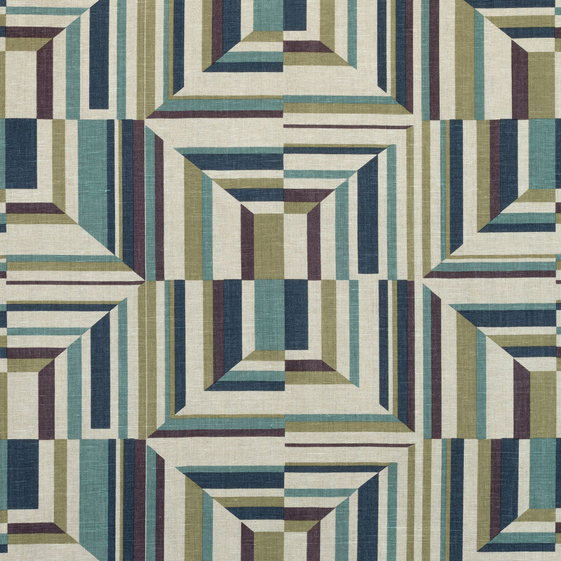 AF9651 Cubism Savoy Plum and Flax Fabric by Anna French