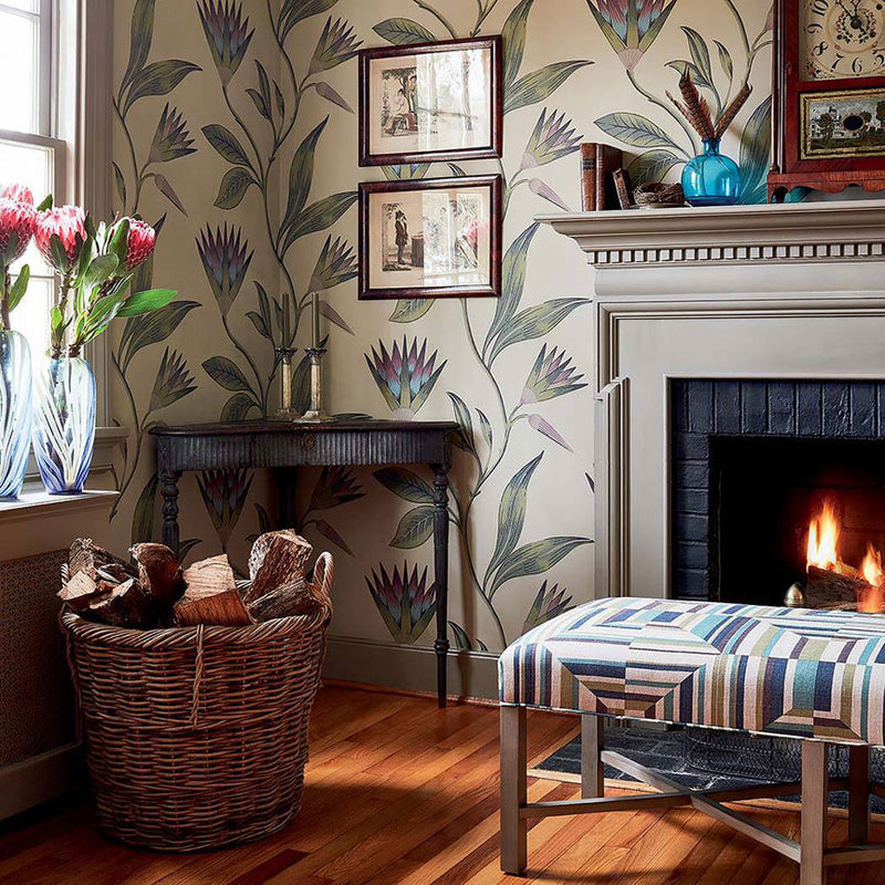 AF9651 Cubism Savoy Plum and Flax Fabric by Anna French