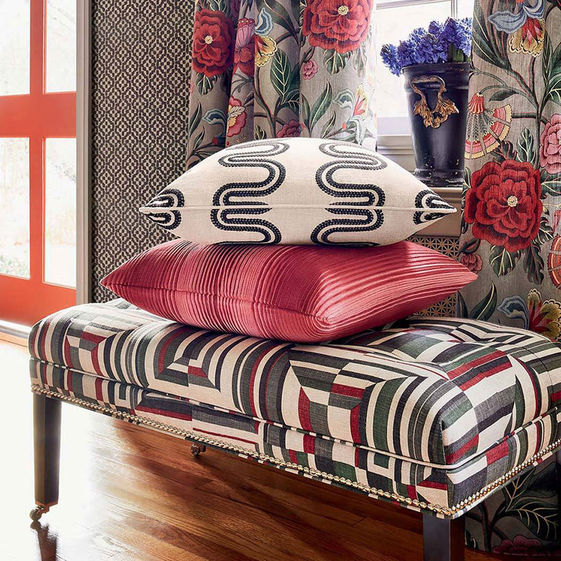 AF9652 Cubism Savoy Black on Flax Fabric by Anna French