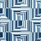 AF9654 Cubism Savoy Navy on White Fabric by Anna French