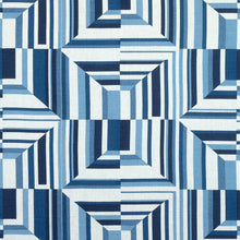 AF9654 Cubism Savoy Navy on White Fabric by Anna French