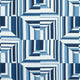 Cubism Savoy Navy on White Fabric by Anna French