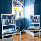 AF9654 Cubism Savoy Navy on White Fabric by Anna French