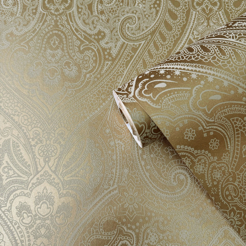 AM22002-1 Lace Zen Gold Wallpaper By Galerie