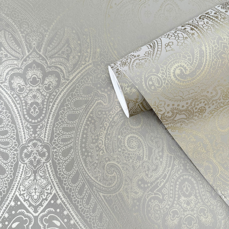 AM22002-2 Lace Zen Bronze Brown Wallpaper By Galerie