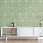 AM22002-4 Lace Zen Green Wallpaper By Galerie
