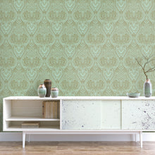 AM22002-4 Lace Zen Green Wallpaper By Galerie