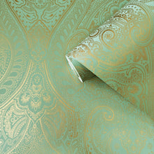 AM22002-4 Lace Zen Green Wallpaper By Galerie
