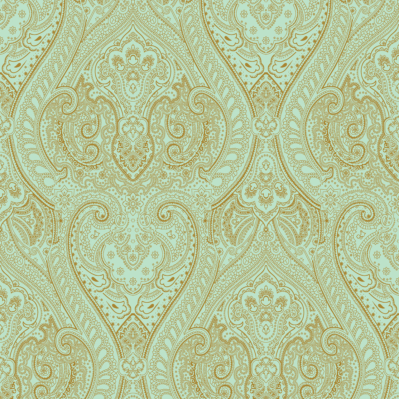 AM22002-4 Lace Zen Green Wallpaper By Galerie