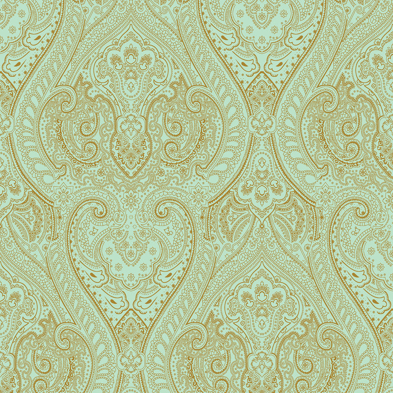 AM22002-4 Lace Zen Green Wallpaper By Galerie