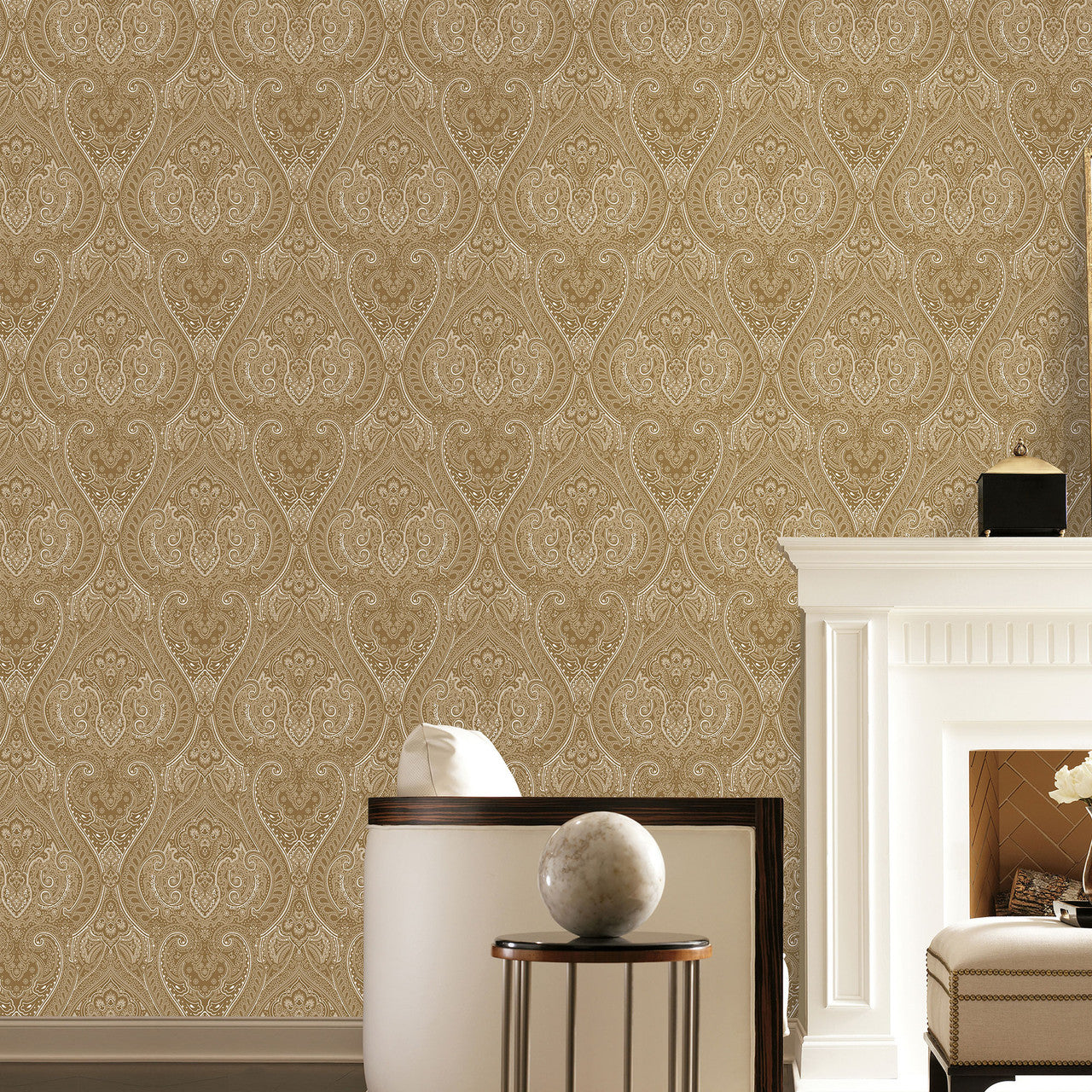 AM22002-1 Lace Zen Gold Wallpaper By Galerie