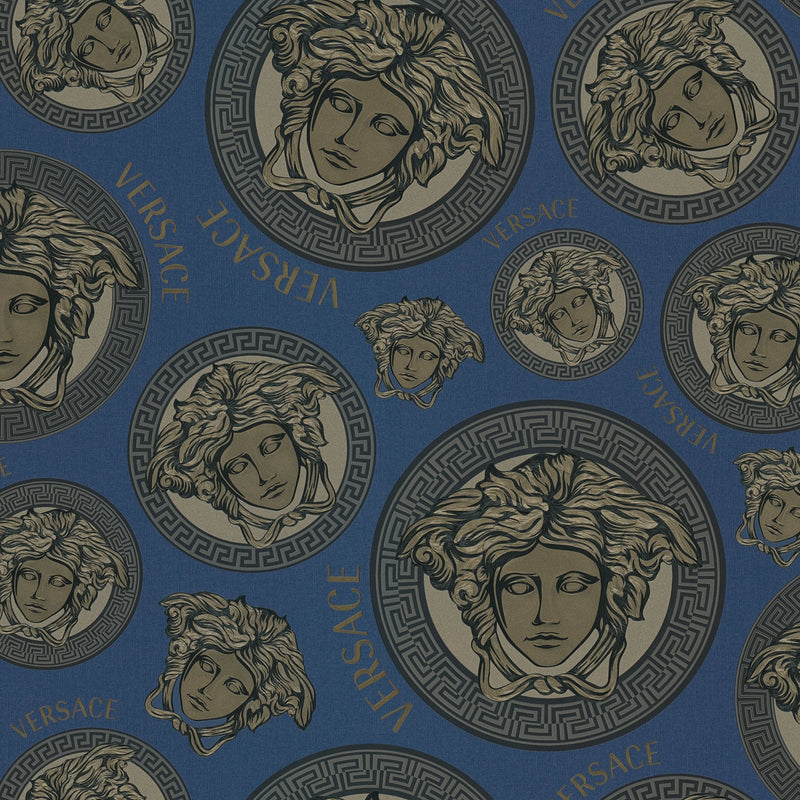 38611-3 Dark Blue Medusa Amplified Versace 5 Wallpaper By A S Creation