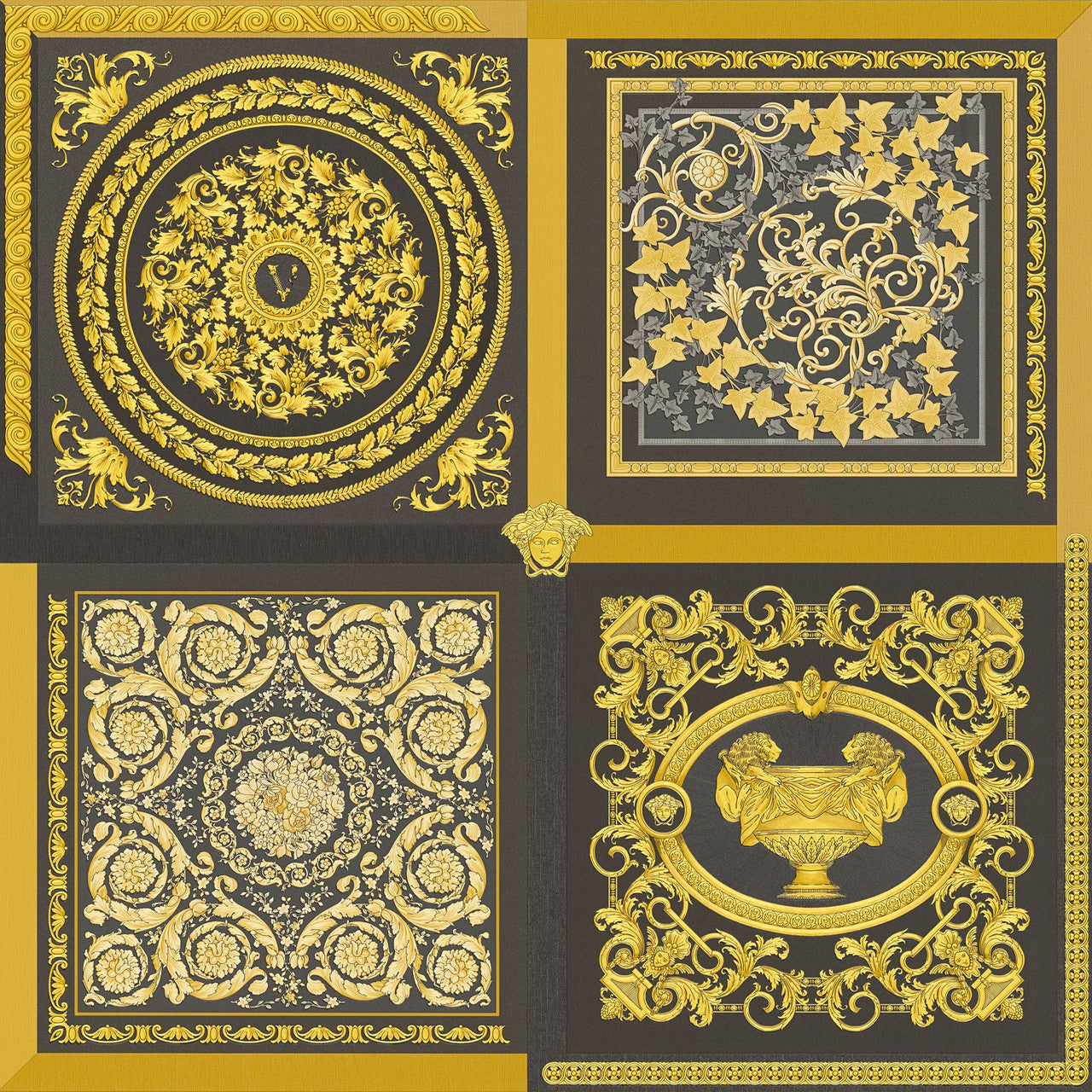 38704-3 Black and Gold Barocco Mosaic Versace 5 Wallpaper By A S Creation
