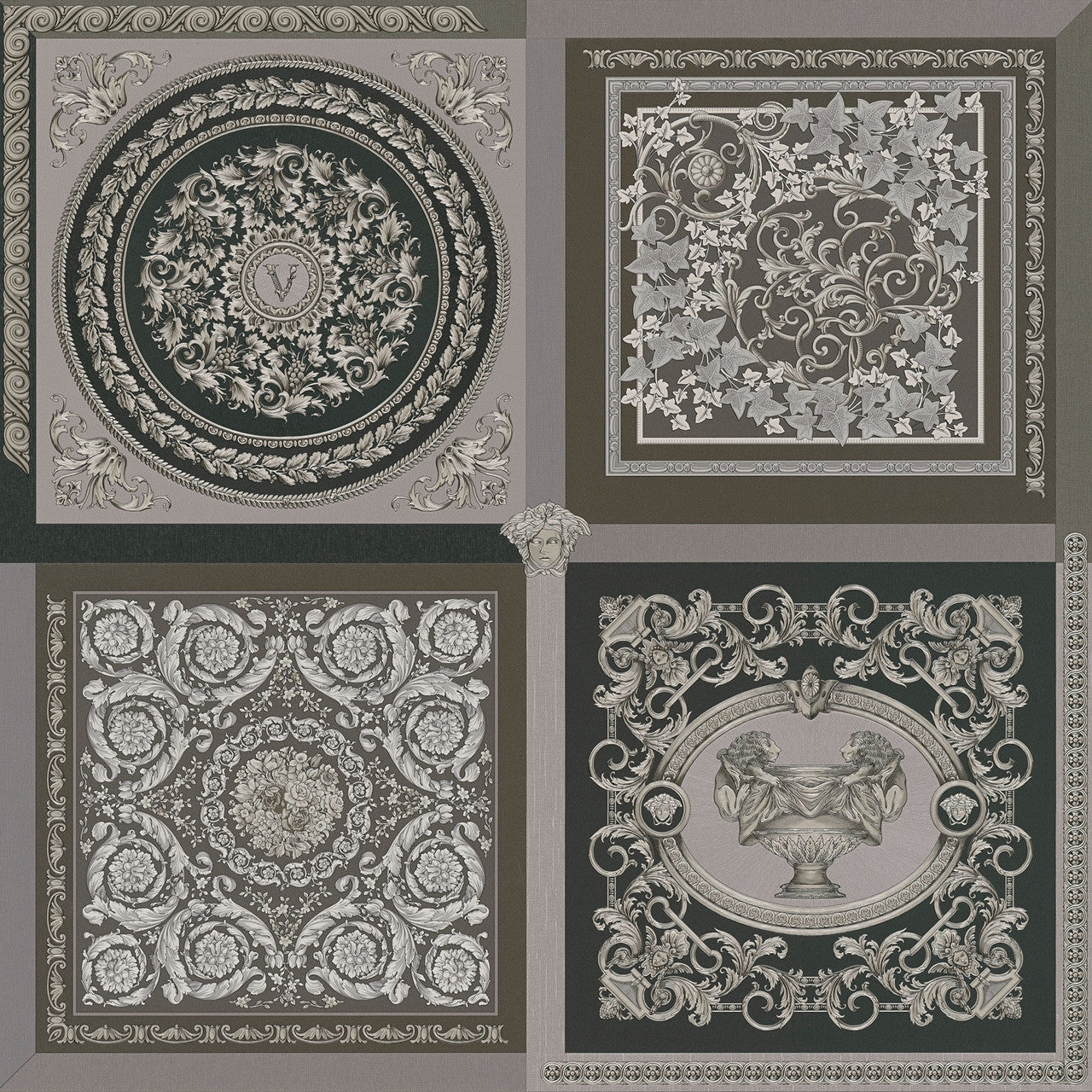 38704-4 Dark Grey Barocco Mosaic Versace 5 Wallpaper By A S Creation