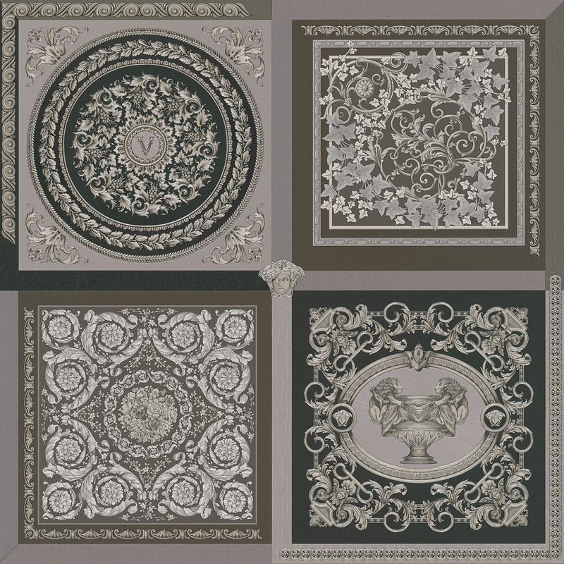 38704-4 Dark Grey Barocco Mosaic Versace 5 Wallpaper By A S Creation
