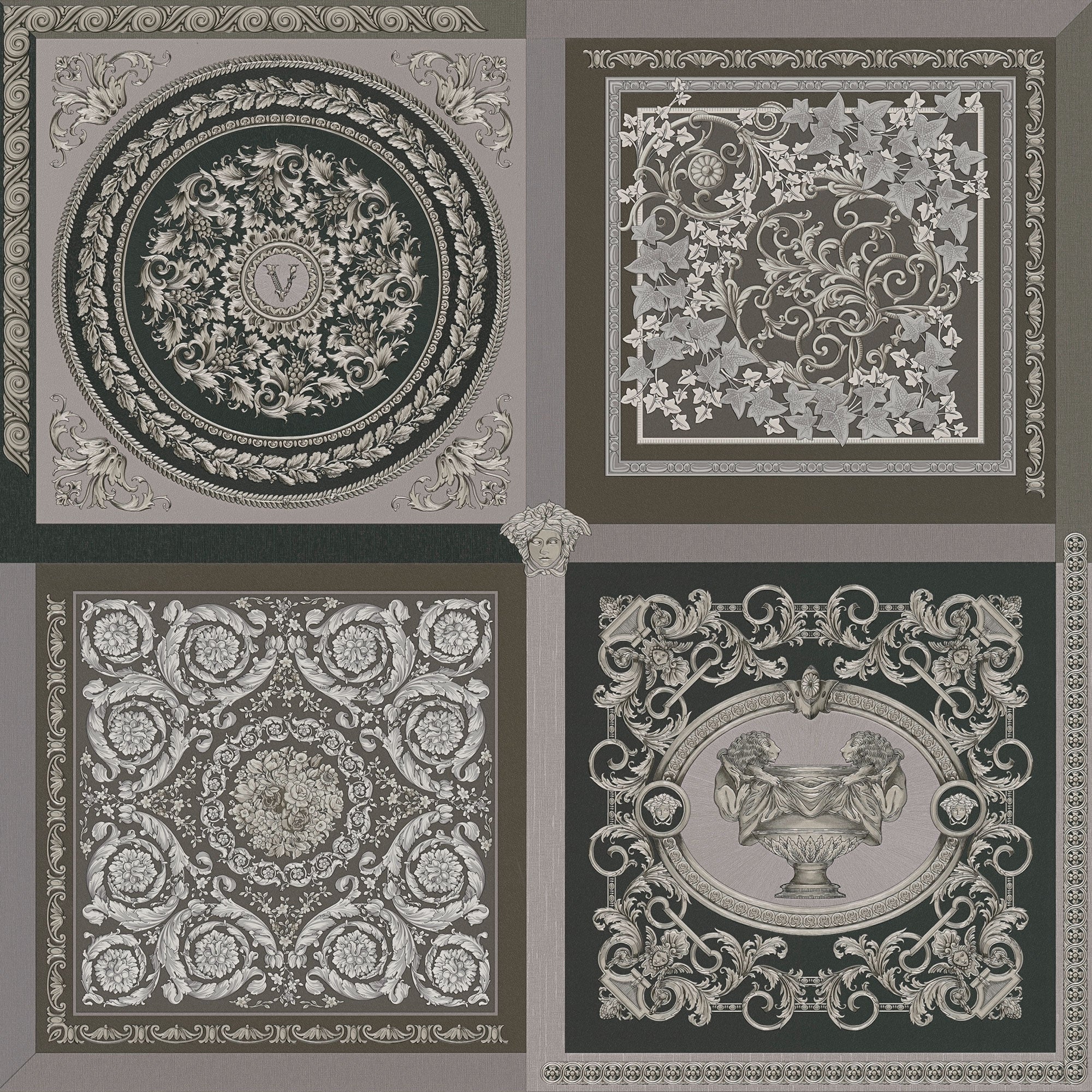 38704-4 Dark Grey Barocco Mosaic Versace 5 Wallpaper By A S Creation