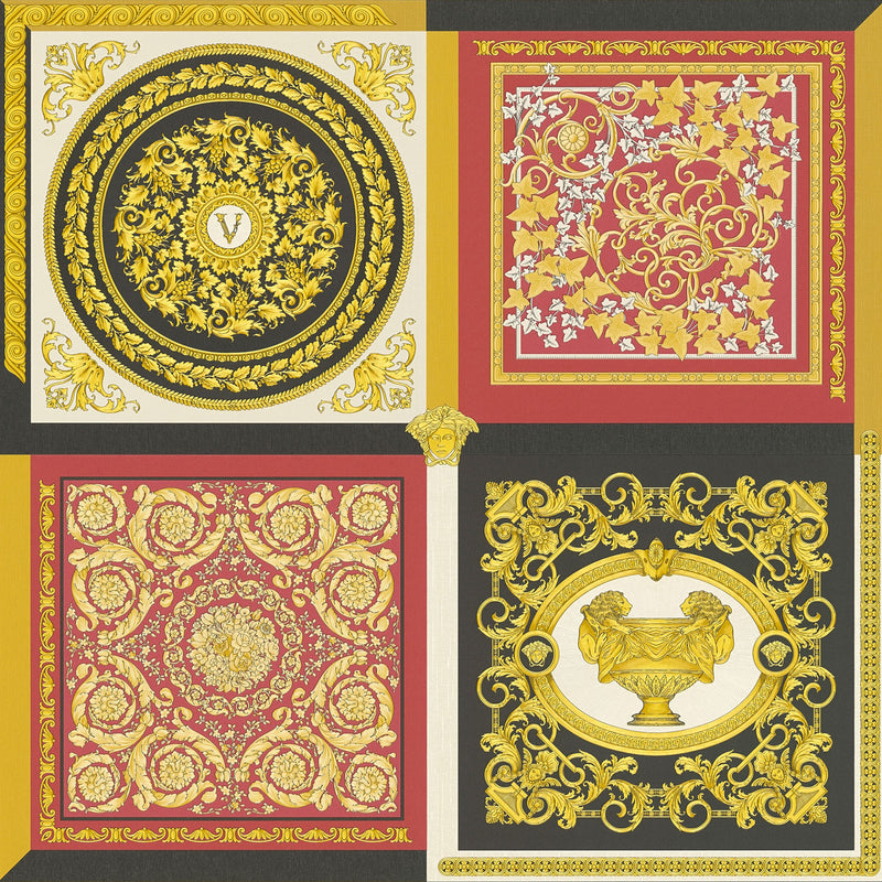 38704-6 Red and Gold Barocco Mosaic Versace 5 Wallpaper By A S Creation