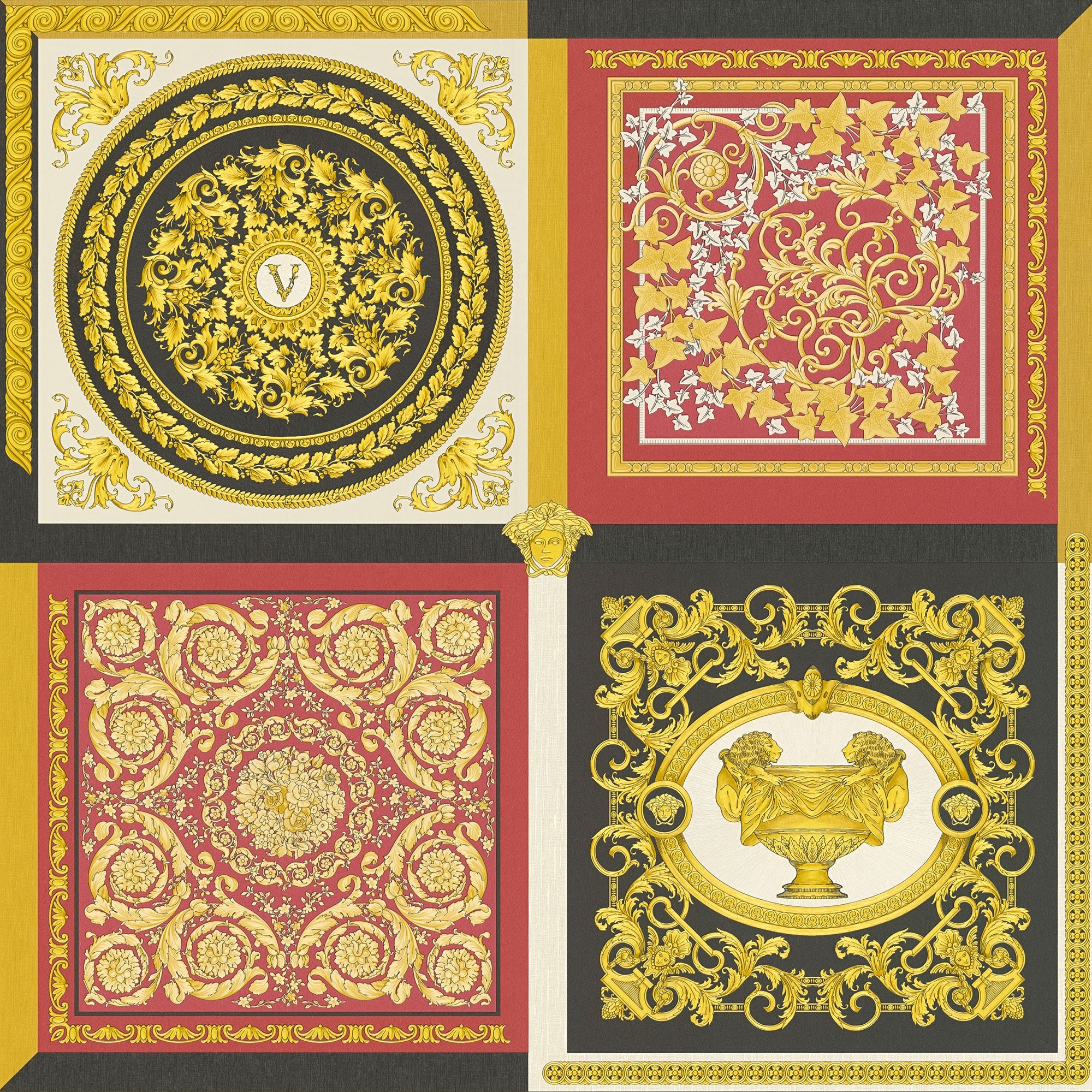 38704-6 Red and Gold Barocco Mosaic Versace 5 Wallpaper By A S Creation