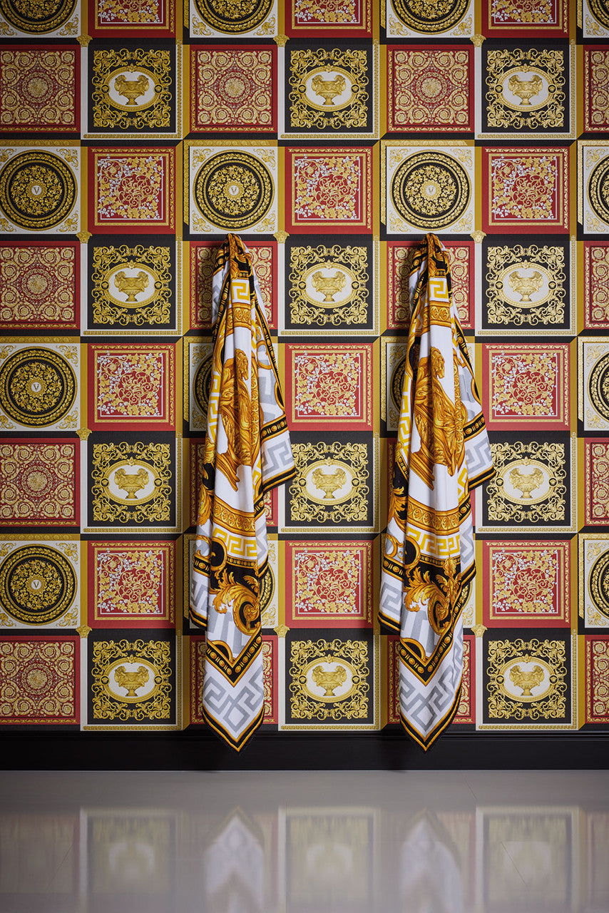 38704-6 Red and Gold Barocco Mosaic Versace 5 Wallpaper By A S Creation