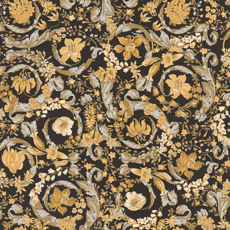 38706-5 Black and Gold Virtus Heritage Versace 5 Wallpaper By A S Creation