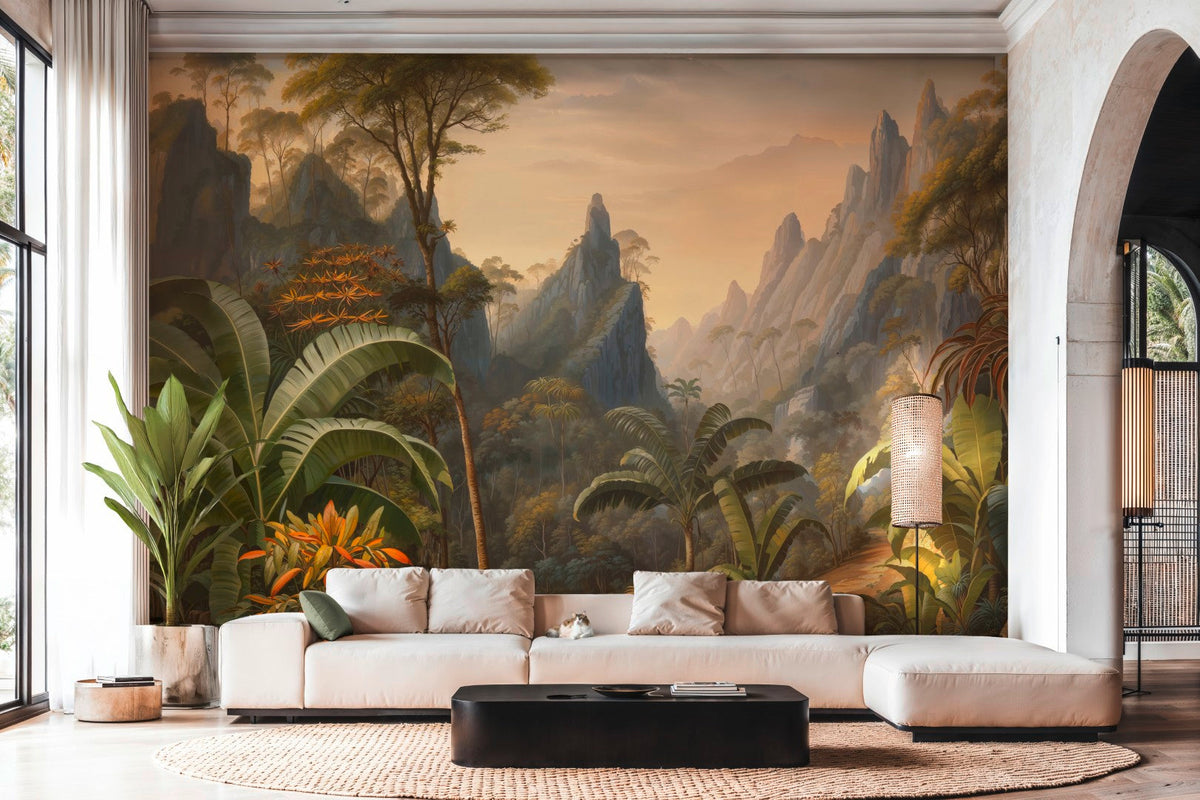 Mountain Jungle Beige / Grey Cuba II Mural by A S Creation — roomshot 1