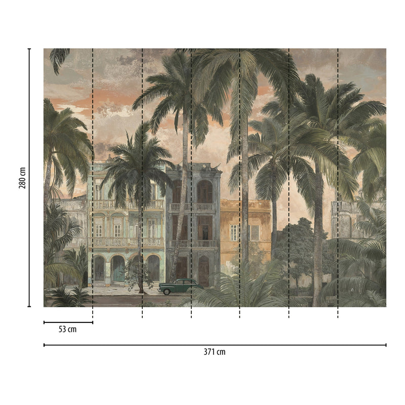 Colonial Palms Beige / Grey Cuba II Mural by A S Creation — flat