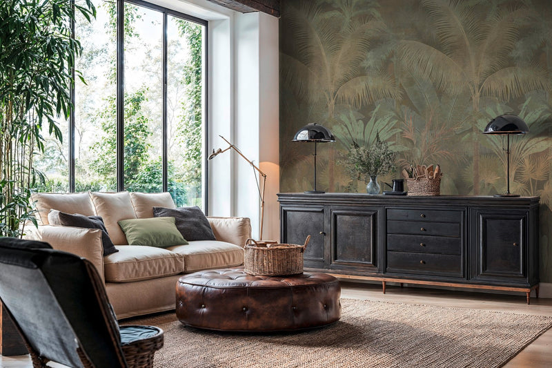 Palm Jungle Beige / Green Cuba II Mural by A S Creation — roomshot 1