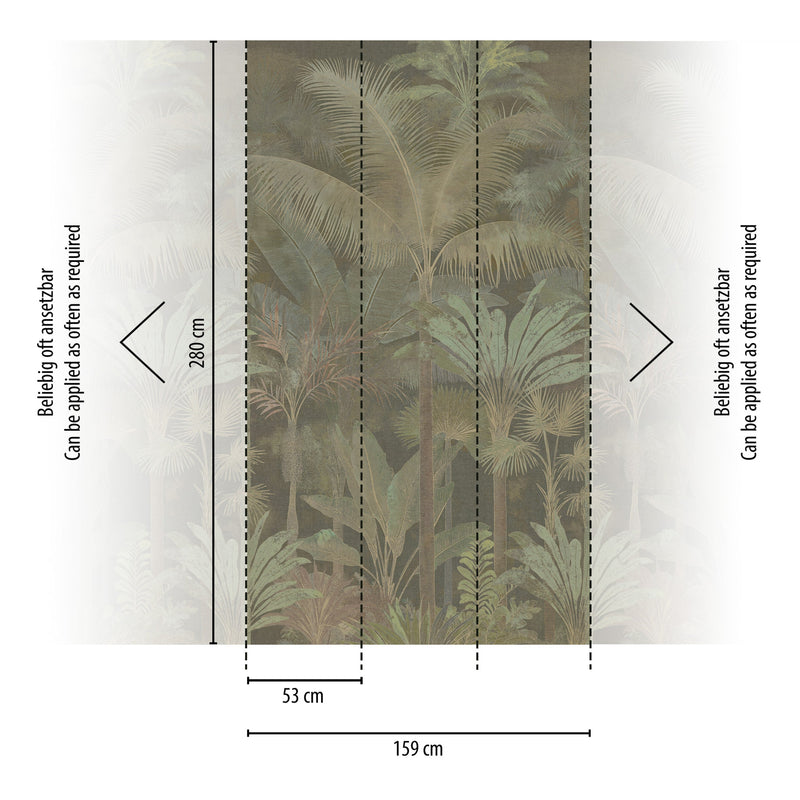 Palm Jungle Beige / Green Cuba II Mural by A S Creation — flat