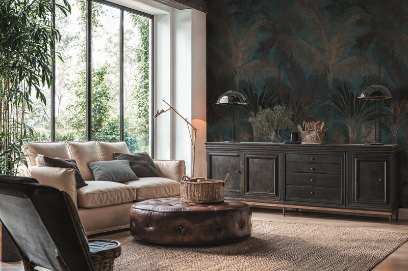 Palm Jungle Blue / Brown Cuba II Mural by A S Creation — roomshot 1
