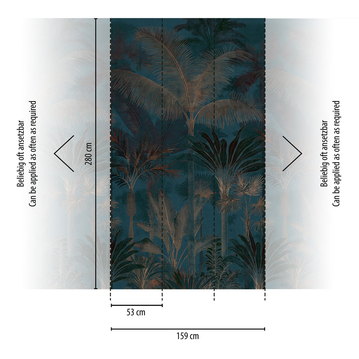 Palm Jungle Blue / Brown Cuba II Mural by A S Creation — flat