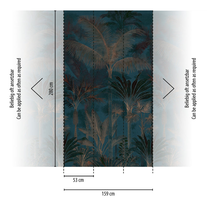 Palm Jungle Blue / Brown Cuba II Mural by A S Creation — flat